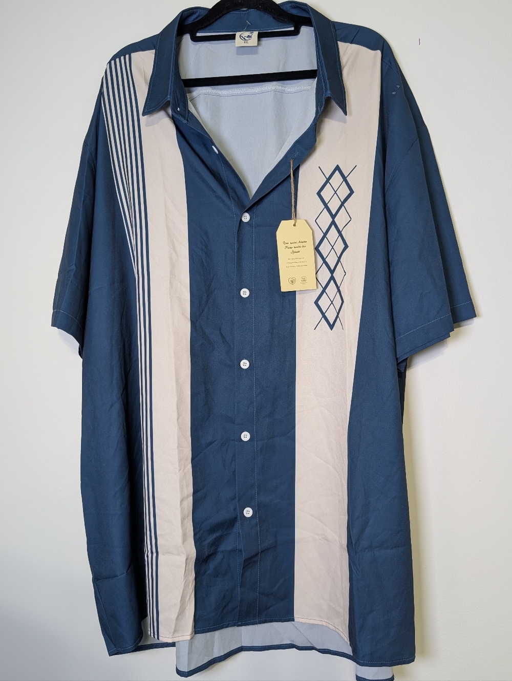Hardaddy 4XL Bowling Shirt Blue White Retro Resort Sopranos Vibe - Picture 2 of 6